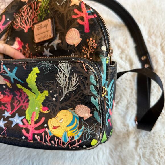 Loungefly Disney Ariel The Little Mermaid Mini Backpack Flounder & Sebastian - Picture 8 of 10